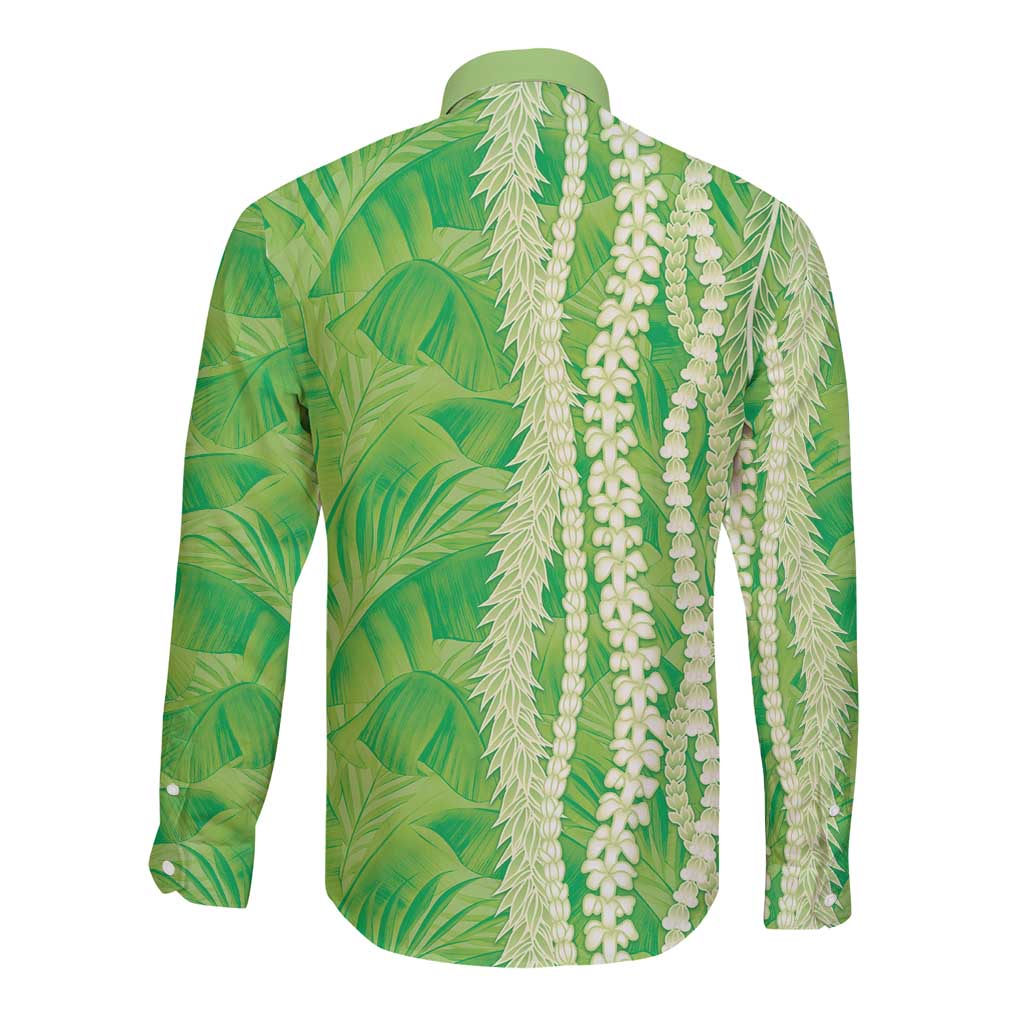 Hawaii Prince Kuhio Long Sleeve Button Shirt Lime Green Hawaiian Lau Maia With Leis