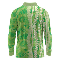 Hawaii Prince Kuhio Long Sleeve Polo Shirt Lime Green Hawaiian Lau Maia With Leis LT05 - Polynesian Pride