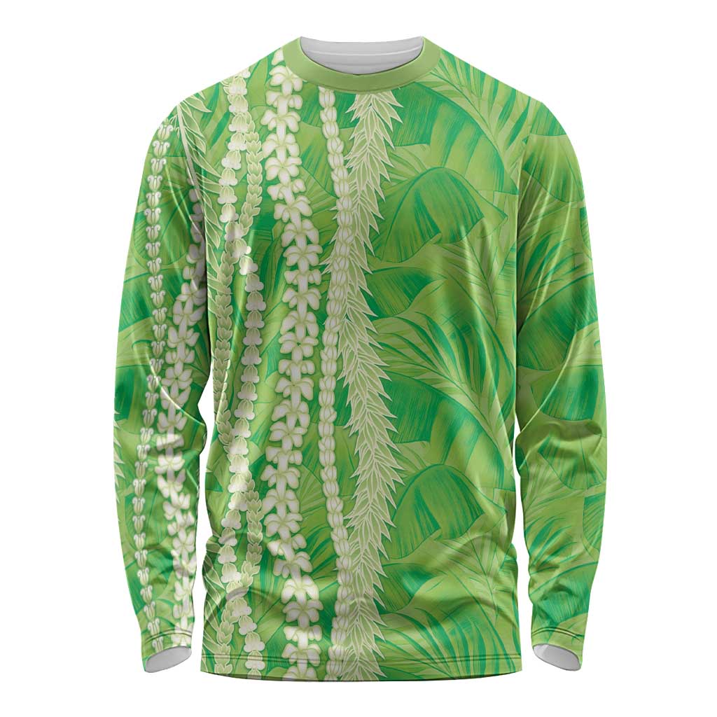 Hawaii Prince Kuhio Long Sleeve Shirt Lime Green Hawaiian Lau Maia With Leis LT05 Unisex Green - Polynesian Pride
