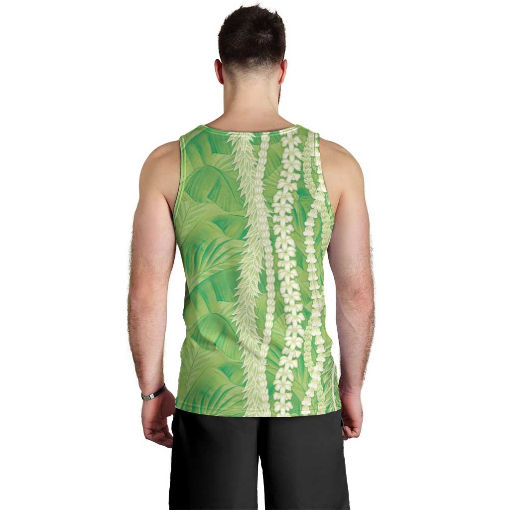 Hawaii Prince Kuhio Men Tank Top Lime Green Hawaiian Lau Maia With Leis
