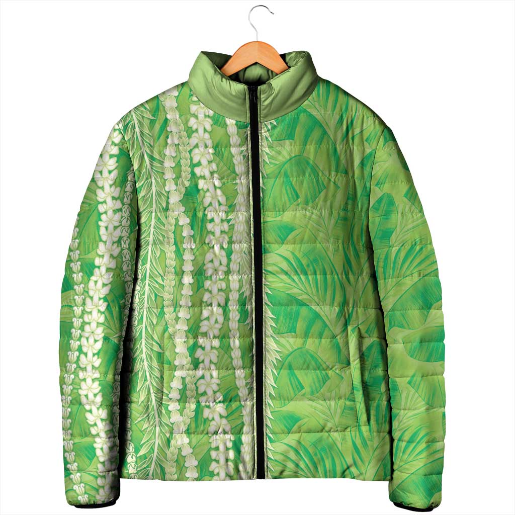Hawaii Prince Kuhio Padded Jacket Lime Green Hawaiian Lau Maia With Leis