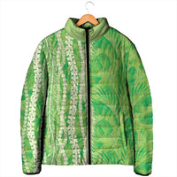 Hawaii Prince Kuhio Padded Jacket Lime Green Hawaiian Lau Maia With Leis