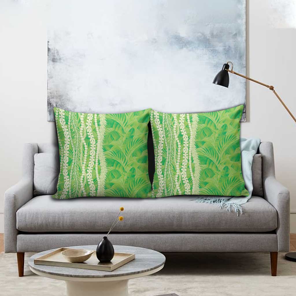 Hawaii Prince Kuhio Pillow Cover Lime Green Hawaiian Lau Maia With Leis