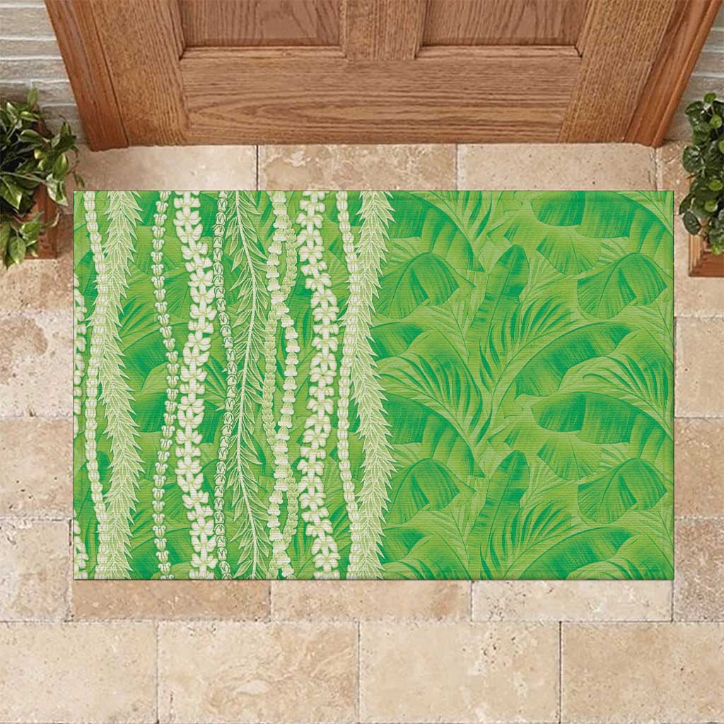 Hawaii Prince Kuhio Rubber Doormat Lime Green Hawaiian Lau Maia With Leis LT05 Green - Polynesian Pride