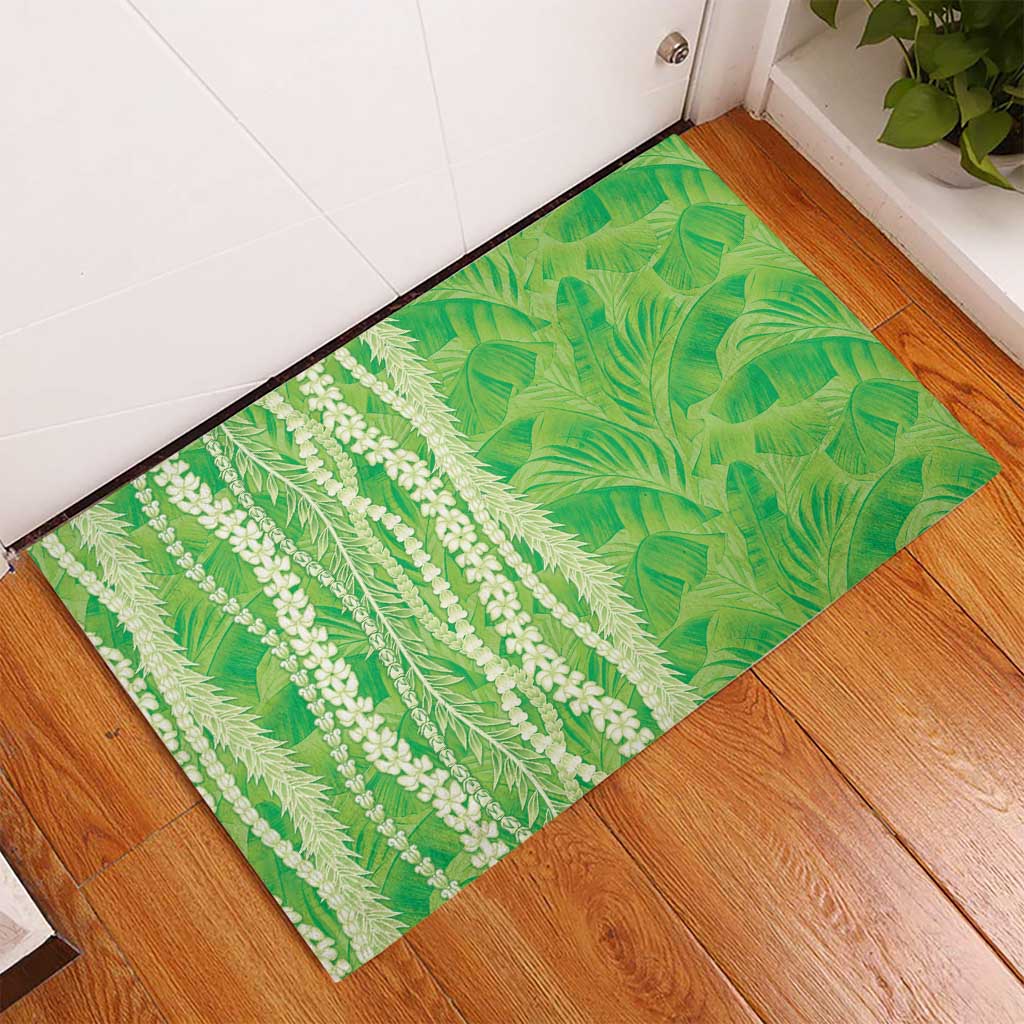 Hawaii Prince Kuhio Rubber Doormat Lime Green Hawaiian Lau Maia With Leis LT05 - Polynesian Pride