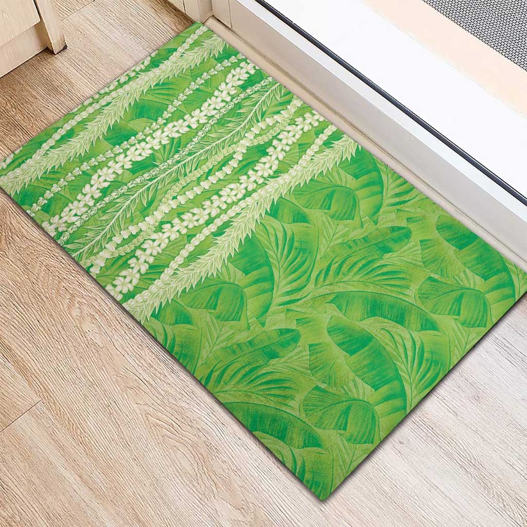 Hawaii Prince Kuhio Rubber Doormat Lime Green Hawaiian Lau Maia With Leis LT05 - Polynesian Pride