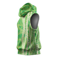 Hawaii Prince Kuhio Sleeveless Hoodie Lime Green Hawaiian Lau Maia With Leis LT05 - Polynesian Pride