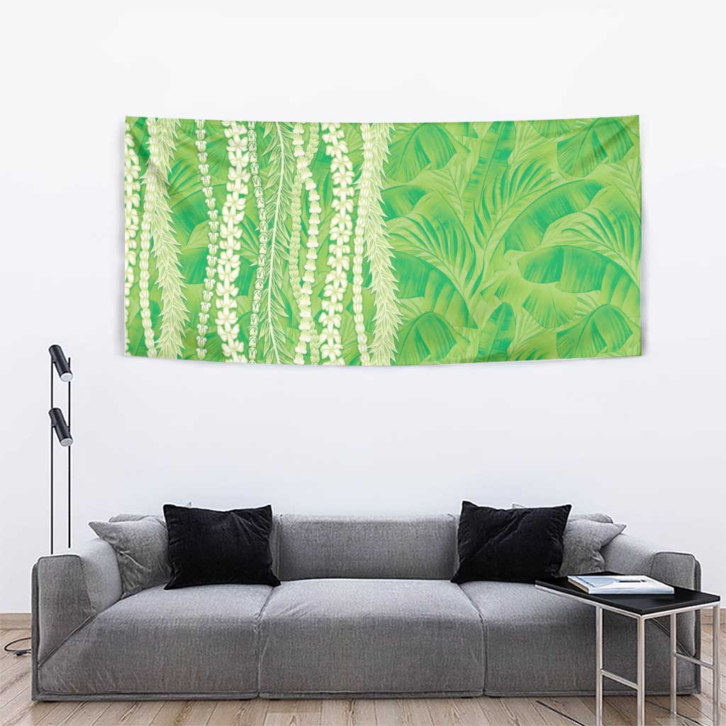 Hawaii Prince Kuhio Tapestry Lime Green Hawaiian Lau Maia With Leis