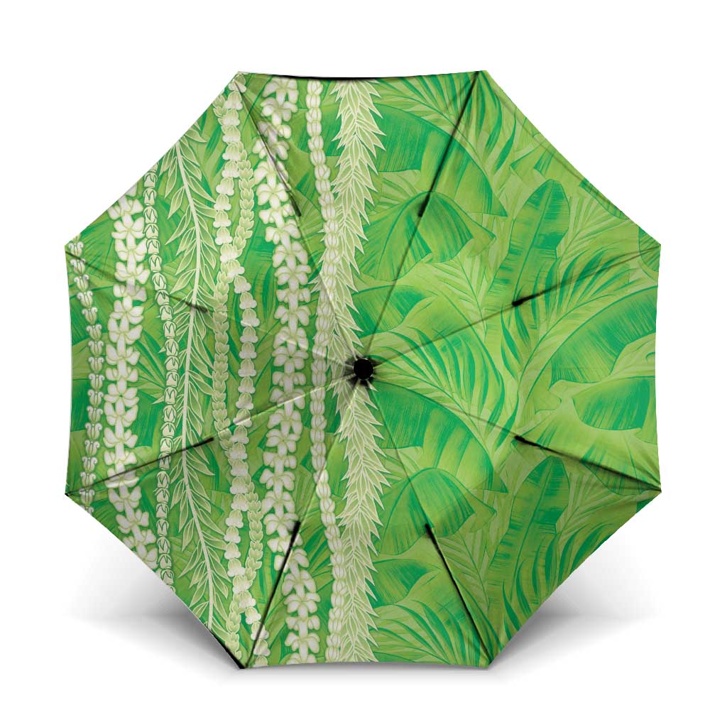 Hawaii Prince Kuhio Umbrella Lime Green Hawaiian Lau Maia With Leis LT05 One Size Folded 11.42 inch Opened Diameter 37.4 inch Green - Polynesian Pride