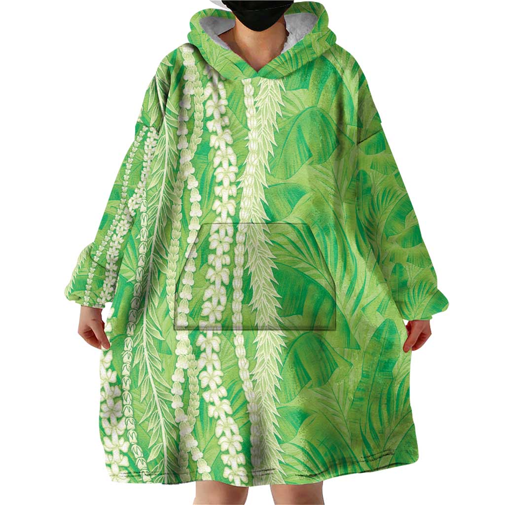 Hawaii Prince Kuhio Wearable Blanket Hoodie Lime Green Hawaiian Lau Maia With Leis LT05 - Polynesian Pride
