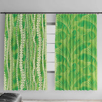 Hawaii Prince Kuhio Window Curtain Lime Green Hawaiian Lau Maia With Leis LT05 With Hooks Green - Polynesian Pride