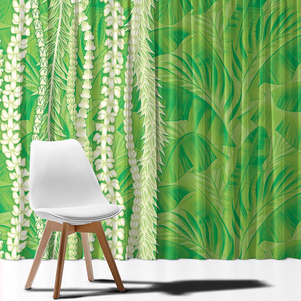 Hawaii Prince Kuhio Window Curtain Lime Green Hawaiian Lau Maia With Leis LT05 - Polynesian Pride