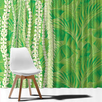 Hawaii Prince Kuhio Window Curtain Lime Green Hawaiian Lau Maia With Leis LT05 - Polynesian Pride