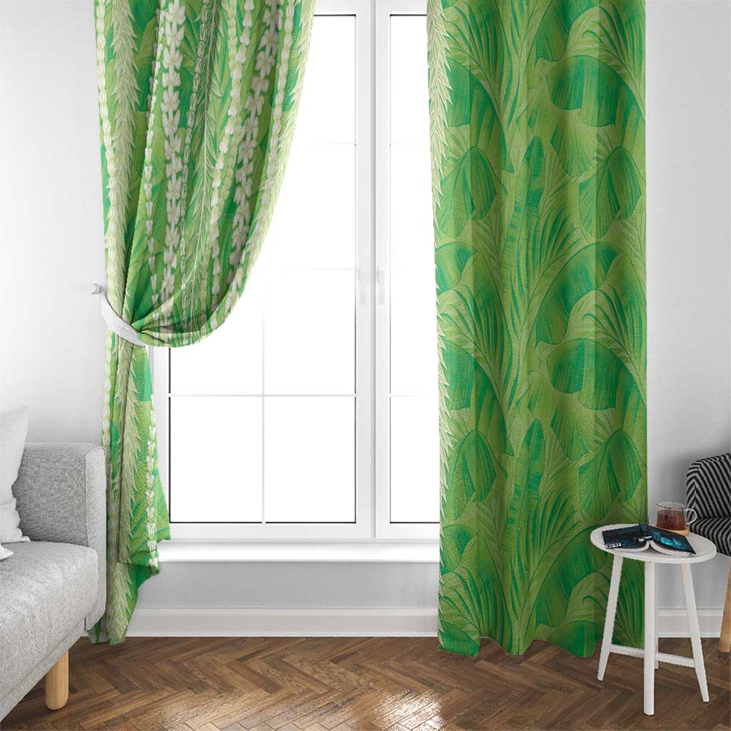 Hawaii Prince Kuhio Window Curtain Lime Green Hawaiian Lau Maia With Leis LT05 - Polynesian Pride