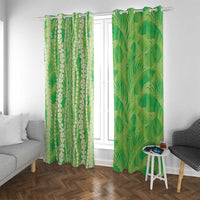 Hawaii Prince Kuhio Window Curtain Lime Green Hawaiian Lau Maia With Leis LT05 With Grommets Green - Polynesian Pride