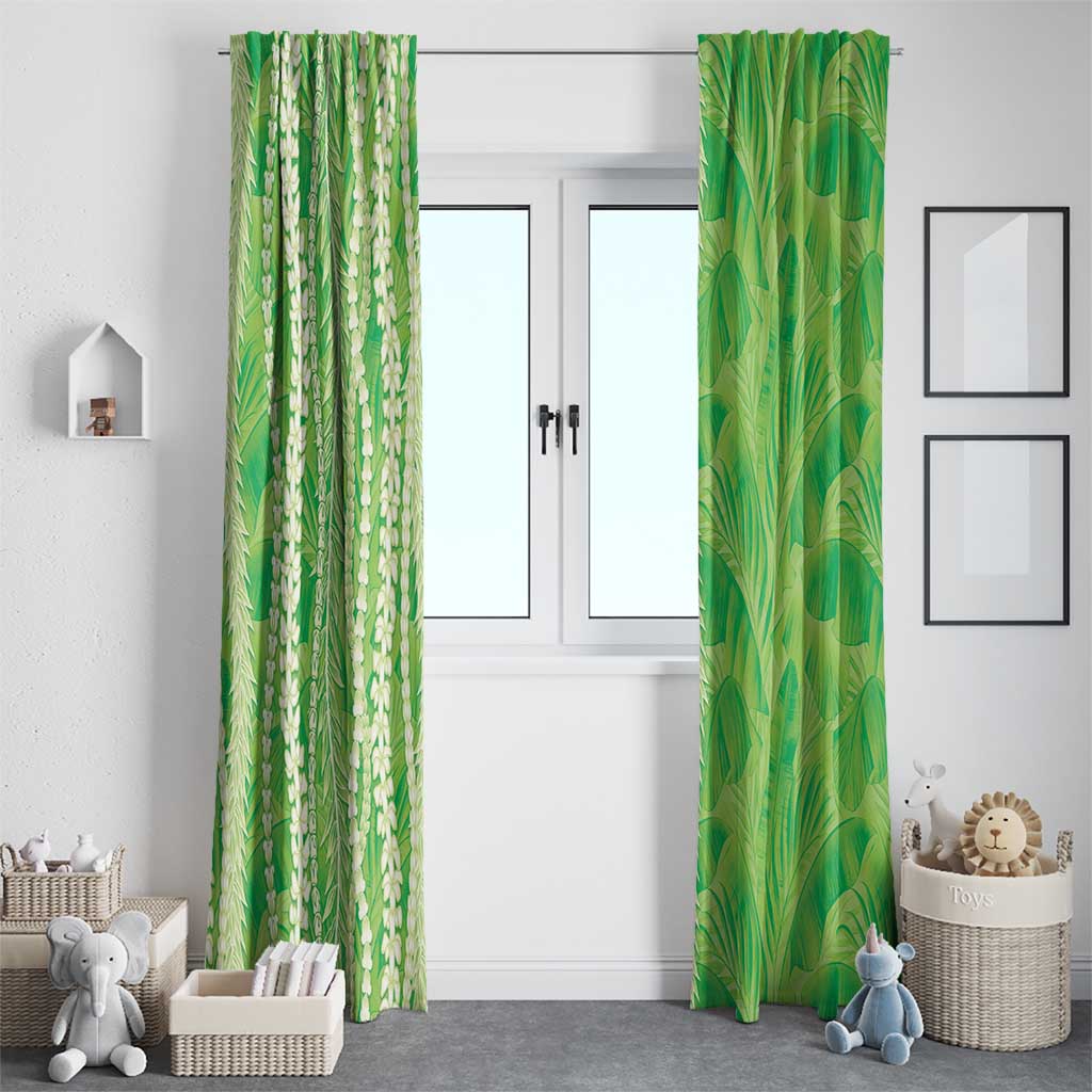 Hawaii Prince Kuhio Window Curtain Lime Green Hawaiian Lau Maia With Leis LT05 - Polynesian Pride