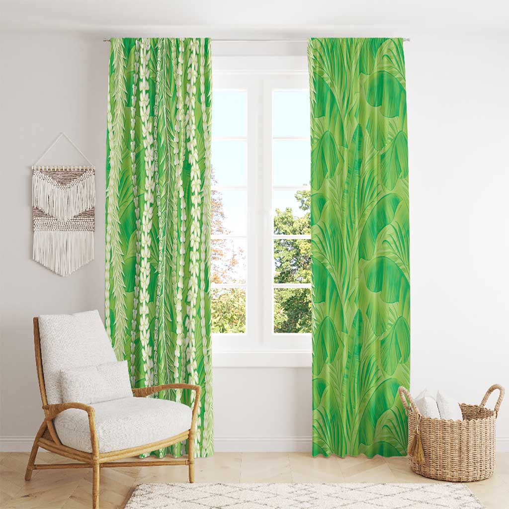 Hawaii Prince Kuhio Window Curtain Lime Green Hawaiian Lau Maia With Leis LT05 - Polynesian Pride