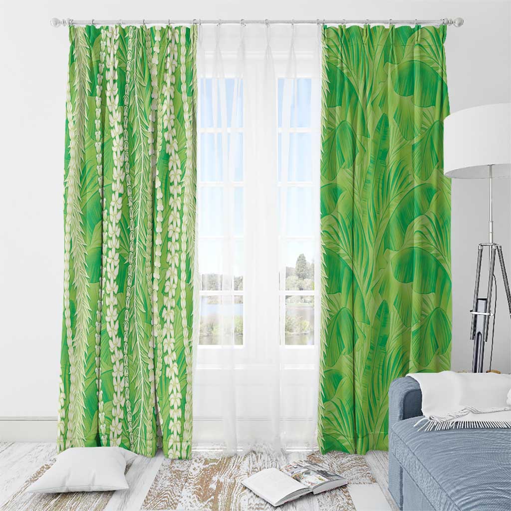 Hawaii Prince Kuhio Window Curtain Lime Green Hawaiian Lau Maia With Leis LT05 - Polynesian Pride