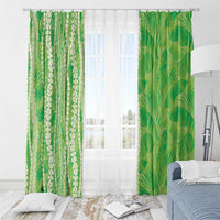 Hawaii Prince Kuhio Window Curtain Lime Green Hawaiian Lau Maia With Leis LT05 - Polynesian Pride