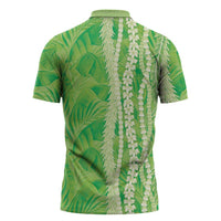 Hawaii Prince Kuhio Zipper Polo Shirt Lime Green Hawaiian Lau Maia With Leis LT05 - Polynesian Pride