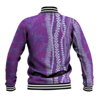 Hawaii Prince Kuhio Baseball Jacket Violet Hawaiian Lau Maia With Leis