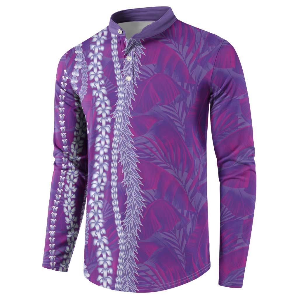 Hawaii Prince Kuhio Button Sweatshirt Violet Hawaiian Lau Maia With Leis