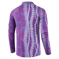 Hawaii Prince Kuhio Button Sweatshirt Violet Hawaiian Lau Maia With Leis