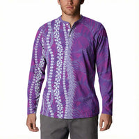 Hawaii Prince Kuhio Button Sweatshirt Violet Hawaiian Lau Maia With Leis