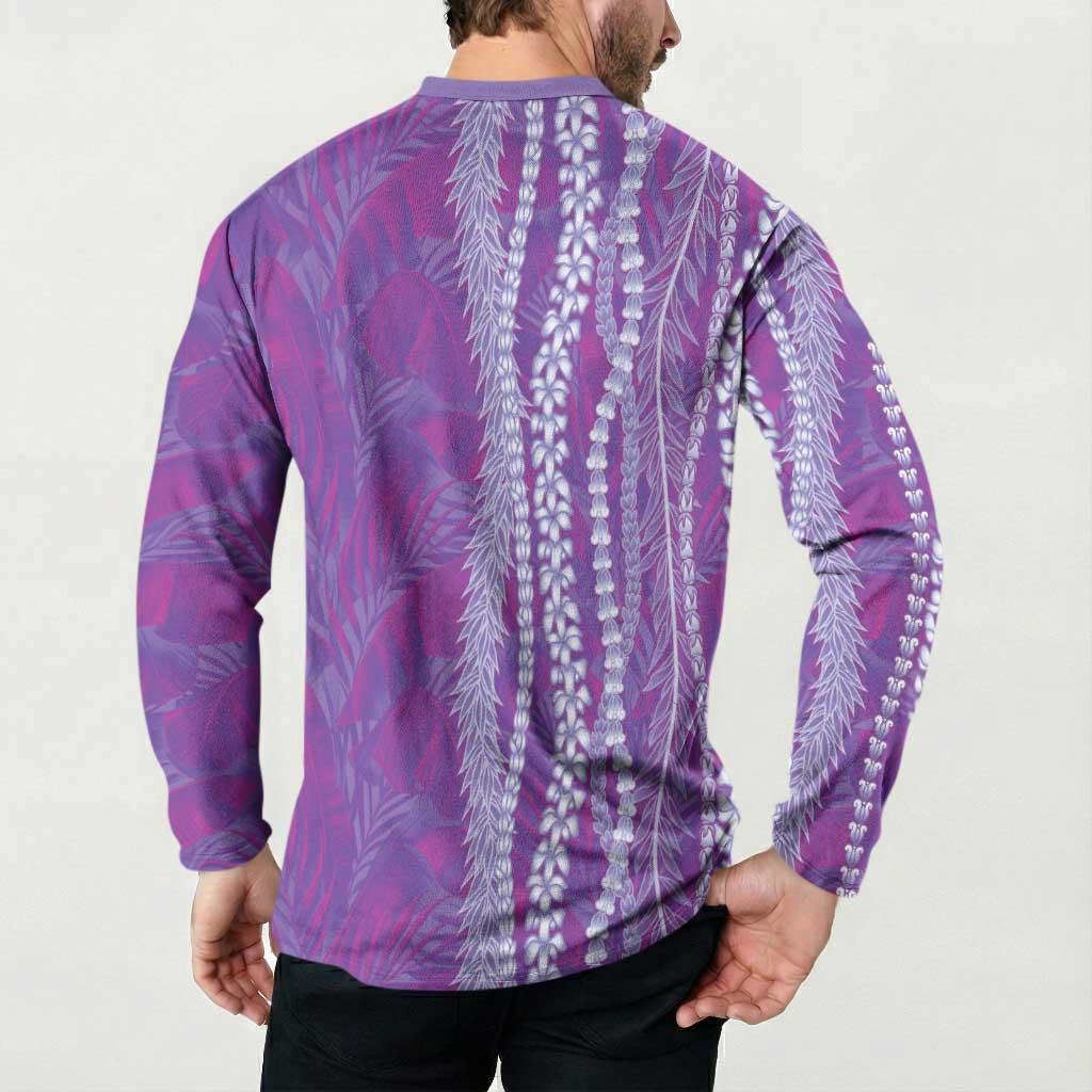 Hawaii Prince Kuhio Button Sweatshirt Violet Hawaiian Lau Maia With Leis