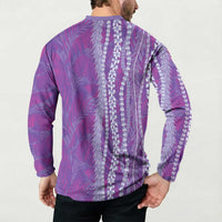 Hawaii Prince Kuhio Button Sweatshirt Violet Hawaiian Lau Maia With Leis