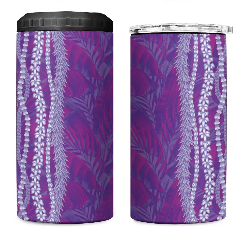Hawaii Prince Kuhio 4 in 1 Can Cooler Tumbler Violet Hawaiian Lau Maia With Leis LT05 One Size: 16 oz Violet - Polynesian Pride