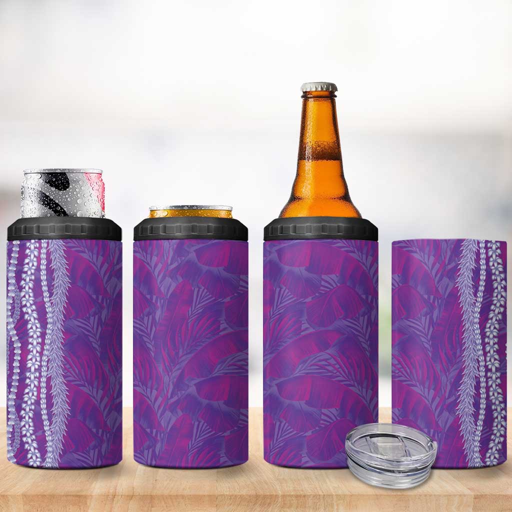 Hawaii Prince Kuhio 4 in 1 Can Cooler Tumbler Violet Hawaiian Lau Maia With Leis LT05 - Polynesian Pride