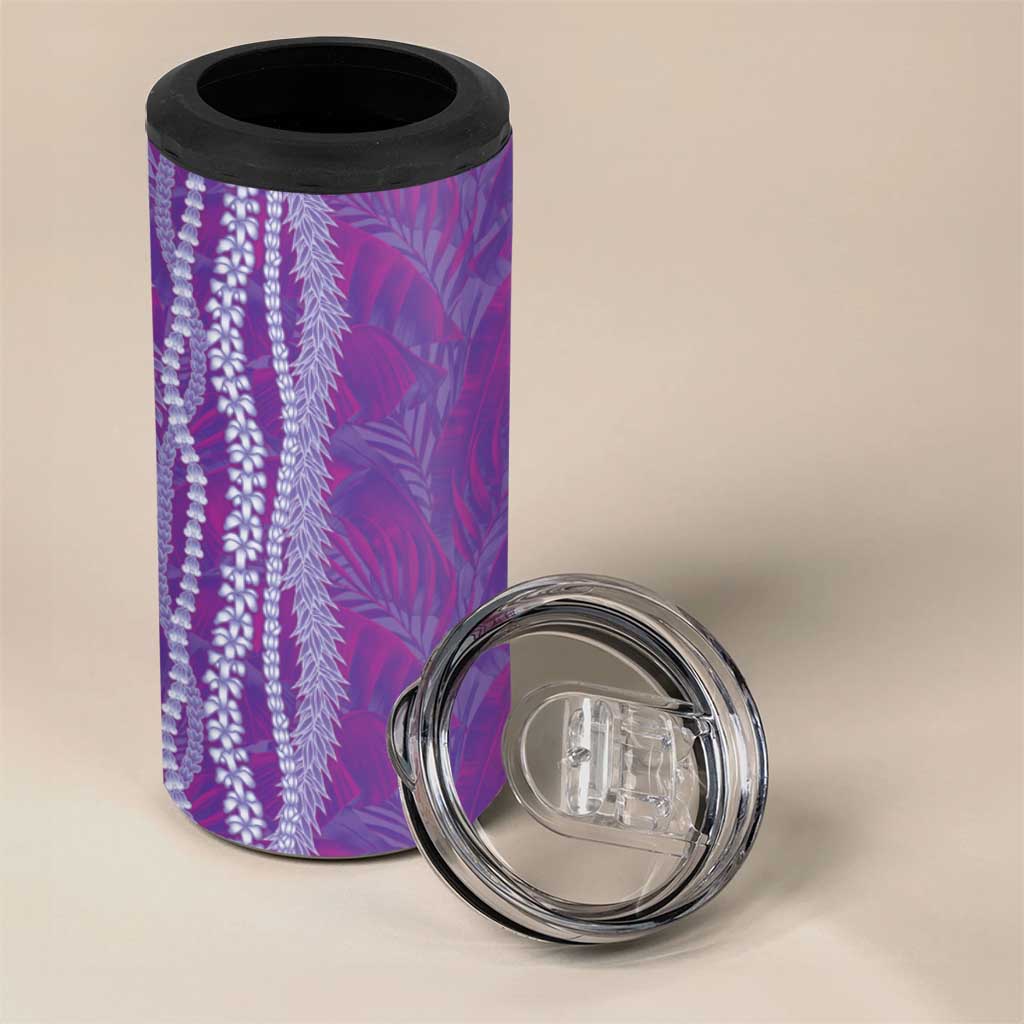 Hawaii Prince Kuhio 4 in 1 Can Cooler Tumbler Violet Hawaiian Lau Maia With Leis LT05 - Polynesian Pride