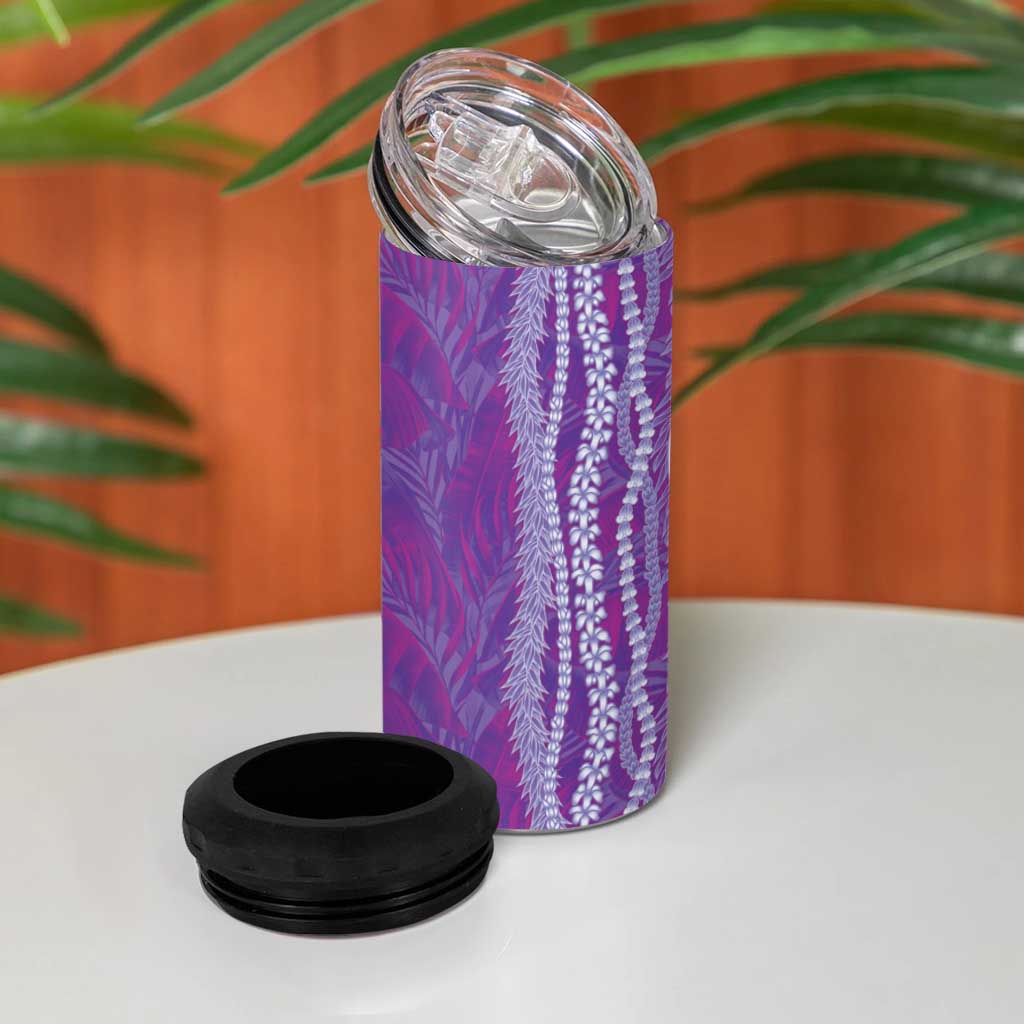 Hawaii Prince Kuhio 4 in 1 Can Cooler Tumbler Violet Hawaiian Lau Maia With Leis LT05 - Polynesian Pride