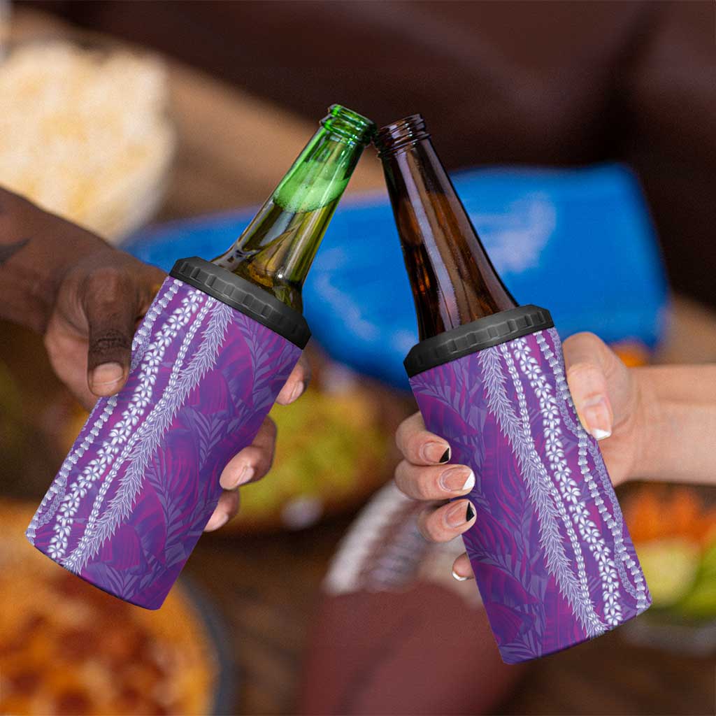 Hawaii Prince Kuhio 4 in 1 Can Cooler Tumbler Violet Hawaiian Lau Maia With Leis LT05 - Polynesian Pride