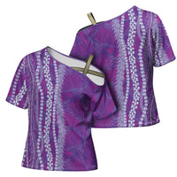 Hawaii Prince Kuhio Cross Shoulder Shirt Violet Hawaiian Lau Maia With Leis