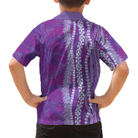 Hawaii Prince Kuhio Family Matching Off Shoulder Short Dress and Hawaiian Shirt Violet Hawaiian Lau Maia With Leis LT05 - Polynesian Pride