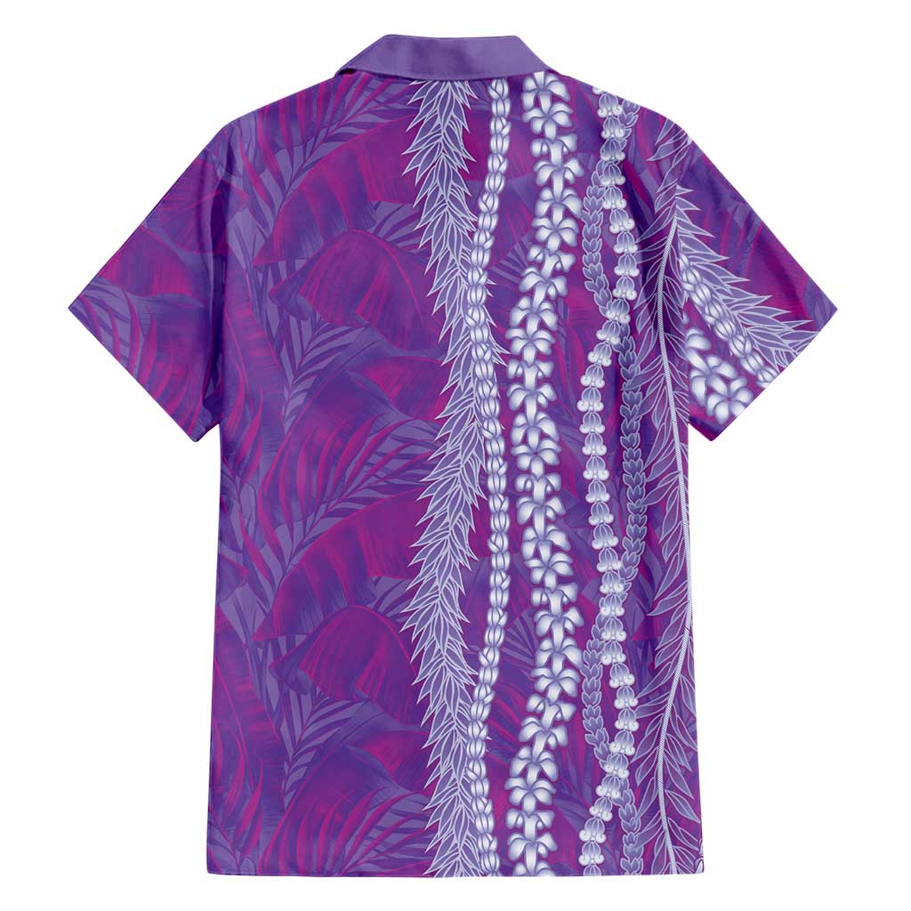 Hawaii Prince Kuhio Family Matching Off Shoulder Short Dress and Hawaiian Shirt Violet Hawaiian Lau Maia With Leis LT05 - Polynesian Pride