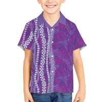 Hawaii Prince Kuhio Family Matching Tank Maxi Dress and Hawaiian Shirt Violet Hawaiian Lau Maia With Leis LT05 Son's Shirt Violet - Polynesian Pride