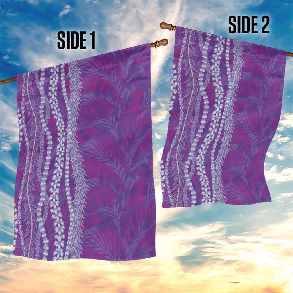Hawaii Prince Kuhio Garden Flag Violet Hawaiian Lau Maia With Leis