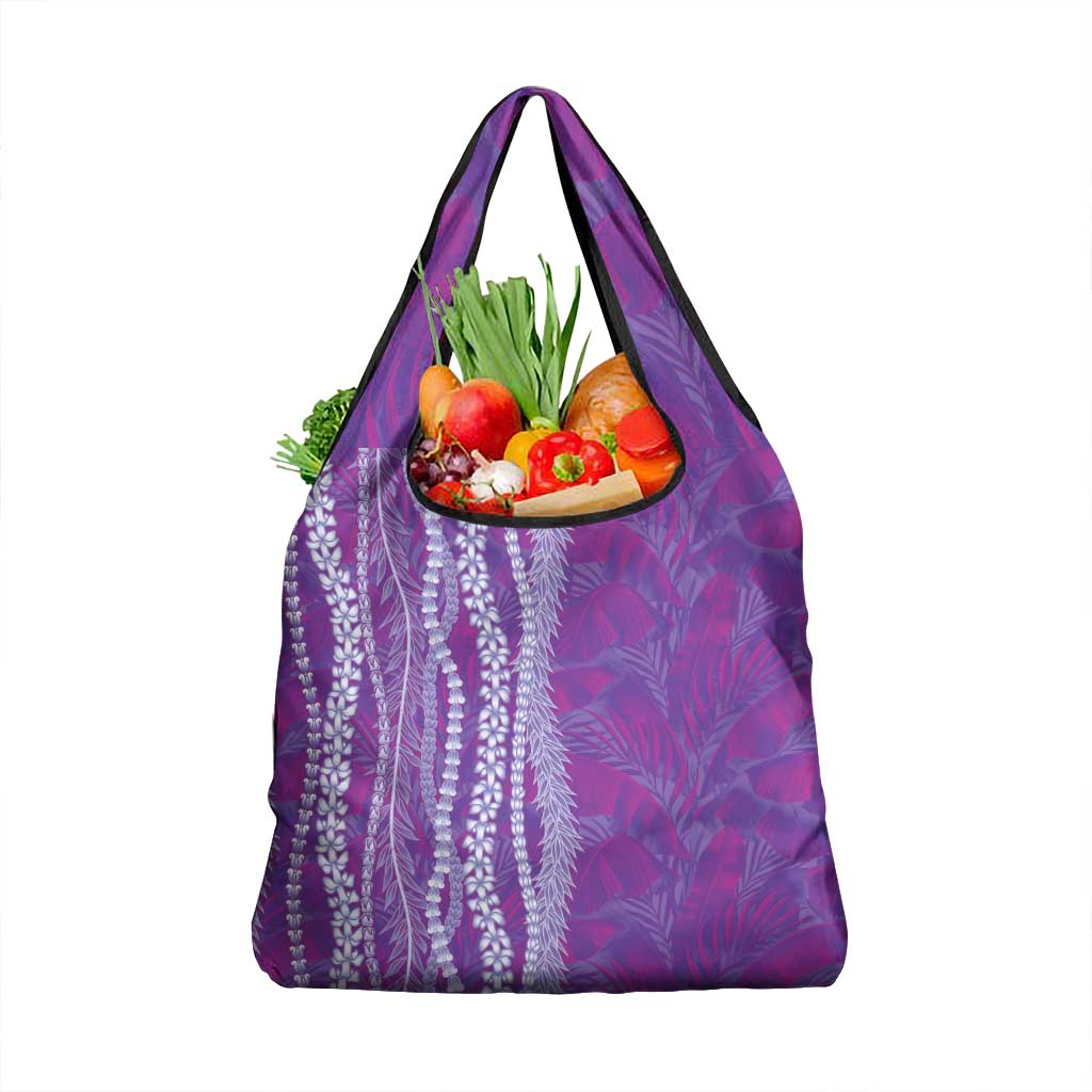 Hawaii Prince Kuhio Grocery Bag Violet Hawaiian Lau Maia With Leis LT05 1-pack One Size Violet - Polynesian Pride