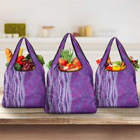Hawaii Prince Kuhio Grocery Bag Violet Hawaiian Lau Maia With Leis LT05 3-pack One Size Violet - Polynesian Pride