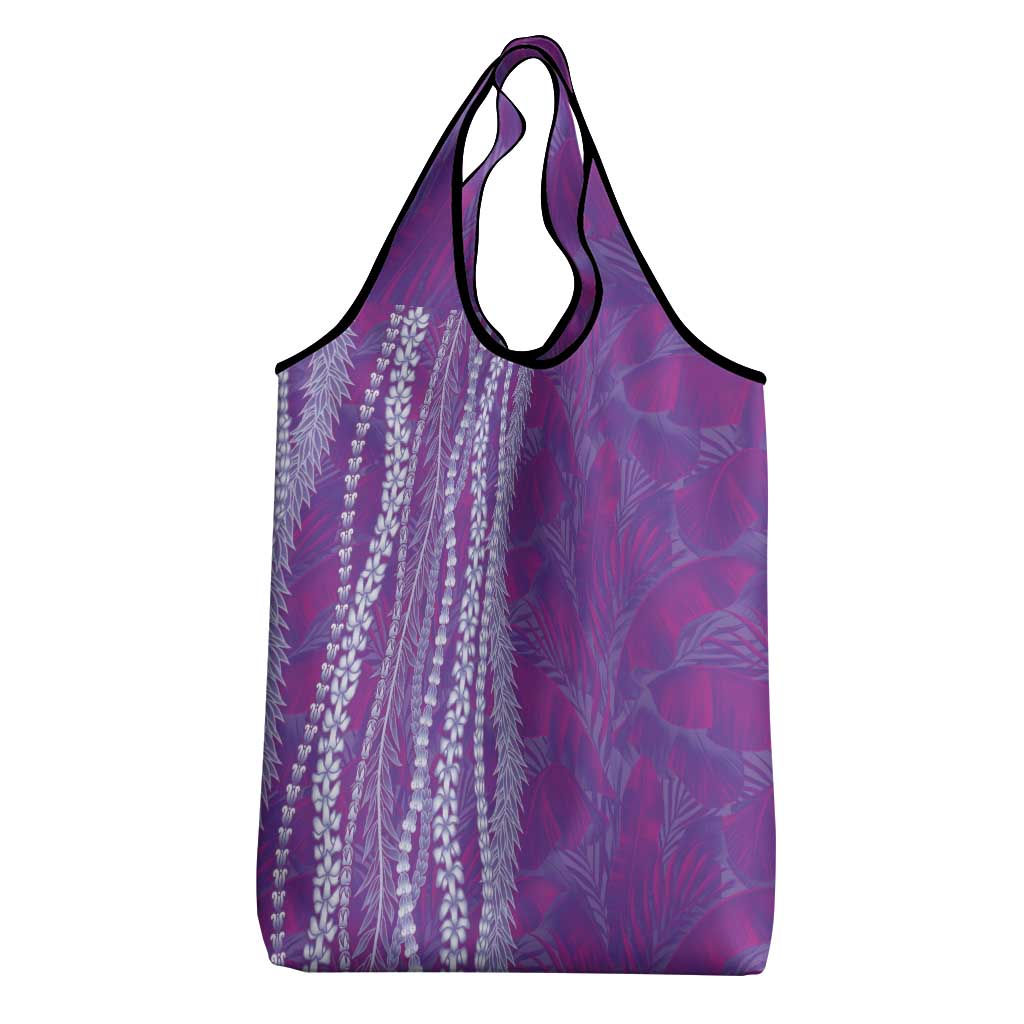 Hawaii Prince Kuhio Grocery Bag Violet Hawaiian Lau Maia With Leis LT05 - Polynesian Pride