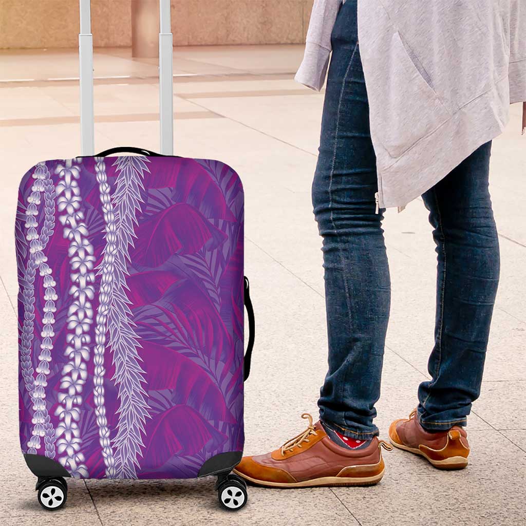 Hawaii Prince Kuhio Luggage Cover Violet Hawaiian Lau Maia With Leis LT05 Violet - Polynesian Pride