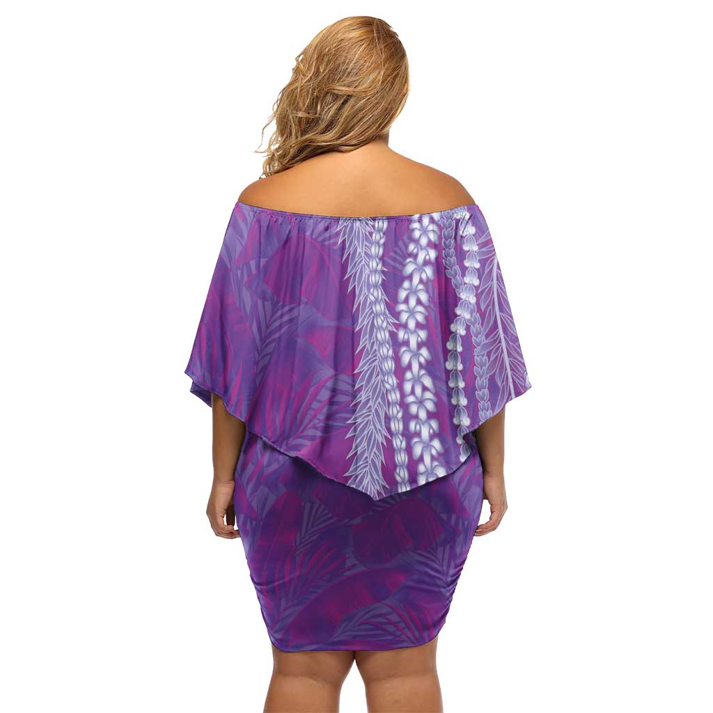 Hawaii Prince Kuhio Off Shoulder Short Dress Violet Hawaiian Lau Maia With Leis LT05 - Polynesian Pride