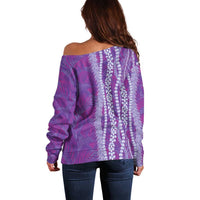 Hawaii Prince Kuhio Off Shoulder Sweater Violet Hawaiian Lau Maia With Leis