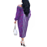 Hawaii Prince Kuhio Off The Shoulder Long Sleeve Dress Violet Hawaiian Lau Maia With Leis LT05 - Polynesian Pride