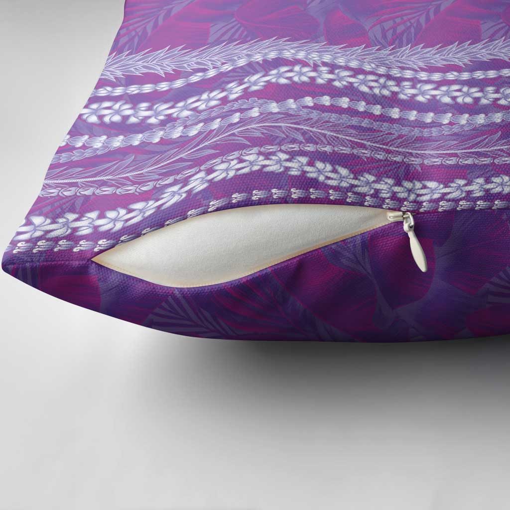 Hawaii Prince Kuhio Pillow Cover Violet Hawaiian Lau Maia With Leis LT05 - Polynesian Pride