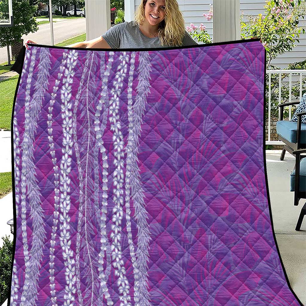 Hawaii Prince Kuhio Quilt Violet Hawaiian Lau Maia With Leis LT05 Violet - Polynesian Pride
