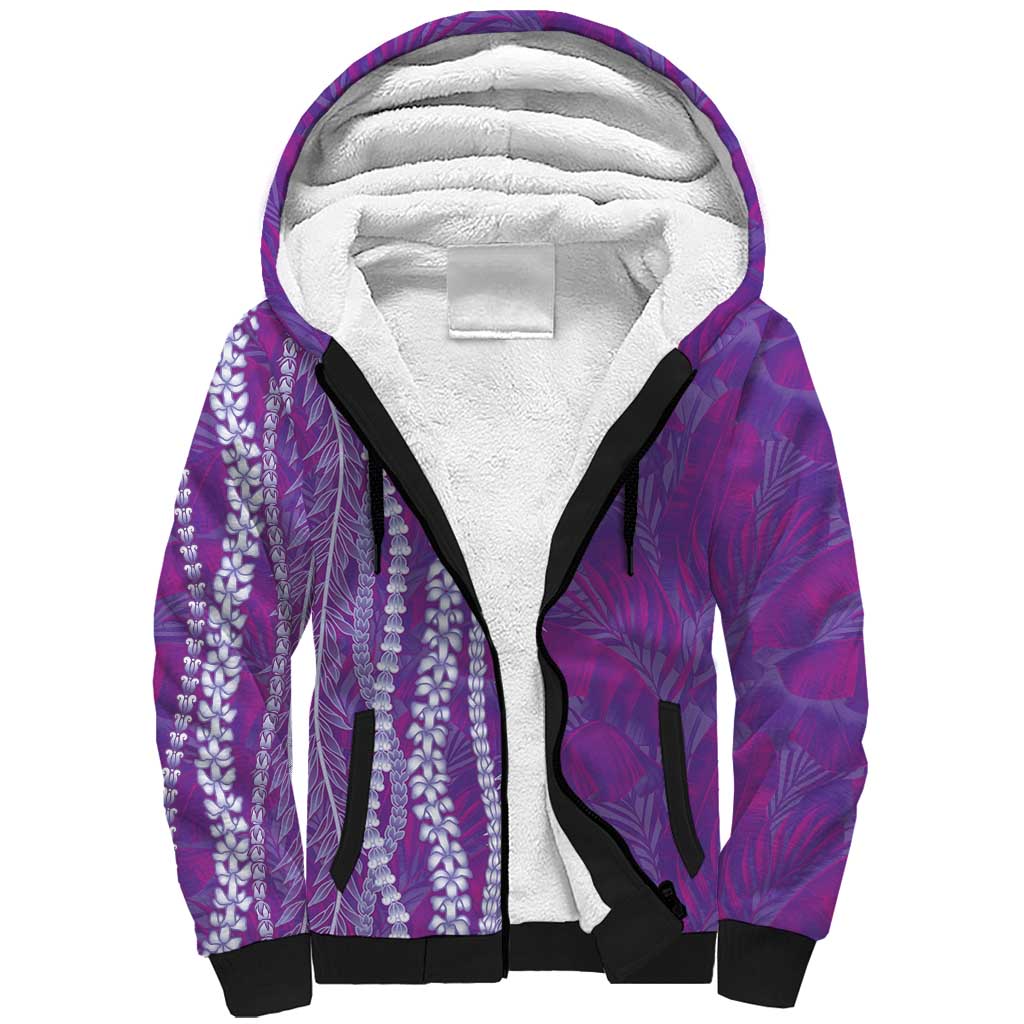 Hawaii Prince Kuhio Sherpa Hoodie Violet Hawaiian Lau Maia With Leis LT05 Unisex Violet - Polynesian Pride